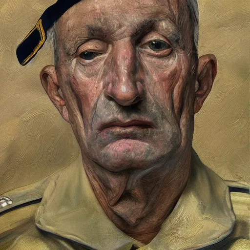 Prompt: high quality high detail painting by lucian freud, hd, portrait of military general