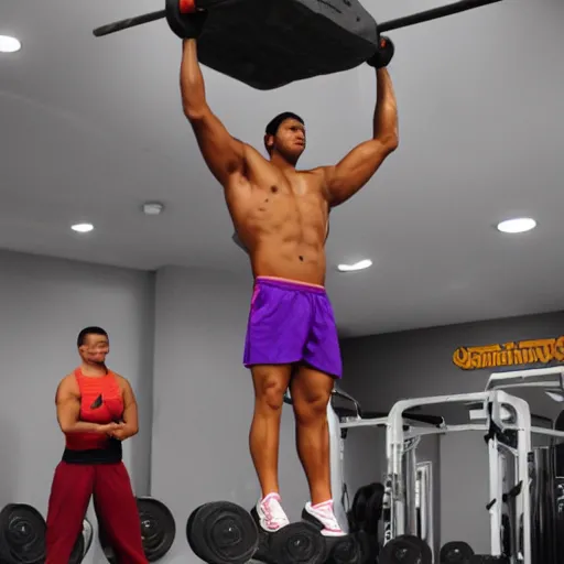 Image similar to the buddha lifting weights in the gym