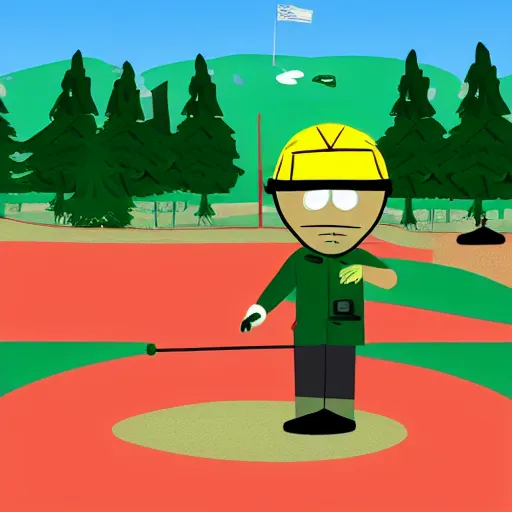 Image similar to master chief play golf in south park episode