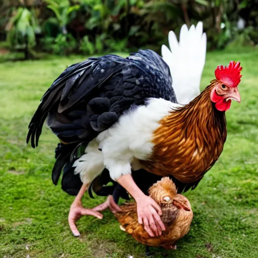 Prompt: Maui smiting a chicken