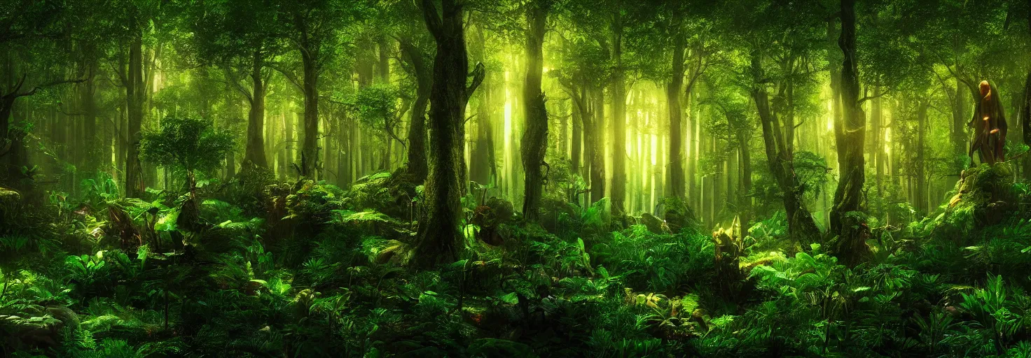 Image similar to a forest, plants glowing at night, wide shot, cinematic, ultra realistic, ultra detailed, in style of avatar movie