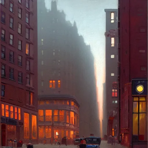 Prompt: a matte painting of nyc streets of soho in year 2 0 1 8, matte painting, dusk, fashion, by rozalski and peter ilsted, artstation