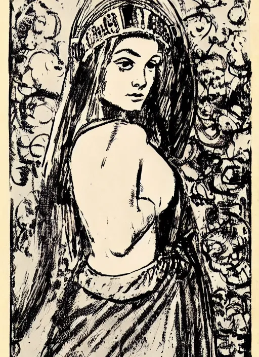 Prompt: portrait of young woman in renaissance dress and renaissance headdress, art by jack kirby