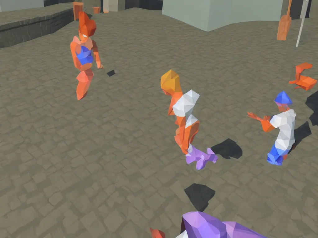 Image similar to Gummo as a third person PS1 game, low poly