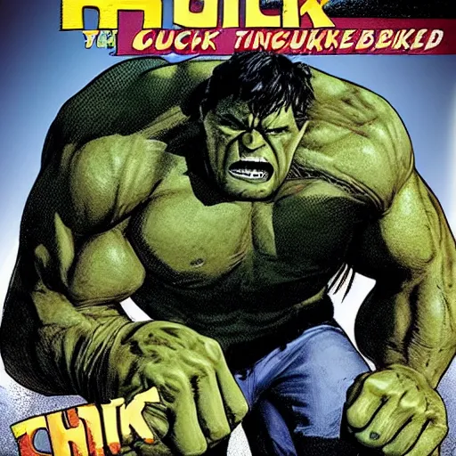 Image similar to chuck tingle as the Hulk