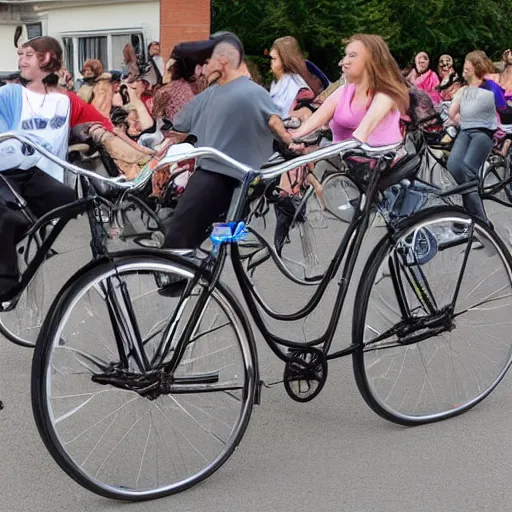 Prompt: 100 person tandem bike