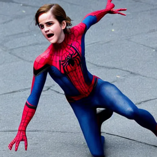 Prompt: Emma Watson as spider man