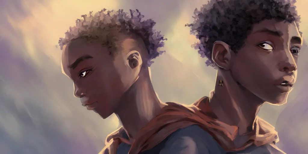 Image similar to concept art of black boy with indigo hair using dream ancestral magic, 8k, epic scene, illustration, artstation, art by riesun