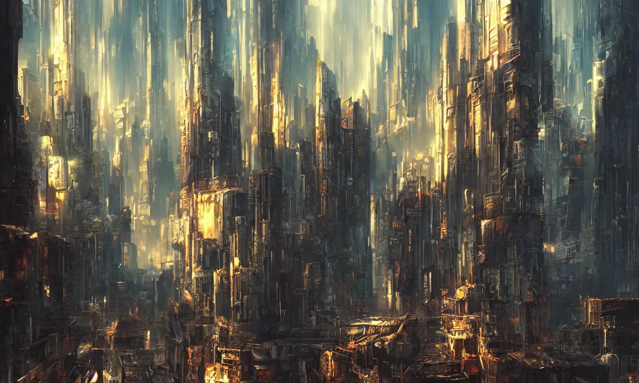 Prompt: an epic painting demonic city, oil on canvas, cold colors, perfect composition, golden ratio, beautiful detailed, photorealistic, digital painting, artstation, concept art, smooth, sharp focus, illustration, cyberpunk background, artstation trending, octane render, unreal engine