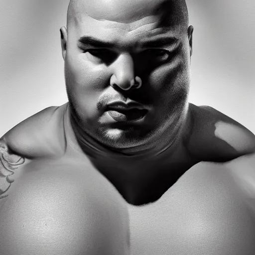 Prompt: fat joe with the physique of a body builder, hyper realistic, ultra detailed, cinematic, dynamic lighting, photorealistic, refined, intricate, digital art, digital painting, masterpiece, 8k