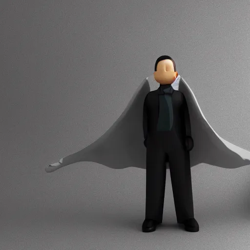 Image similar to plastic toy man with cape flying, white background, 3 d product render, 8 k,