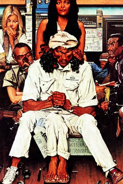 Image similar to Jackie Brown painted by Norman Rockwell