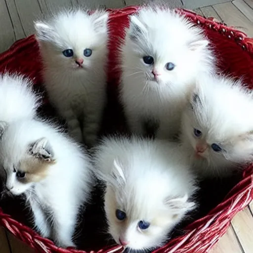 Image similar to very very very very fluffy kittens in a basket