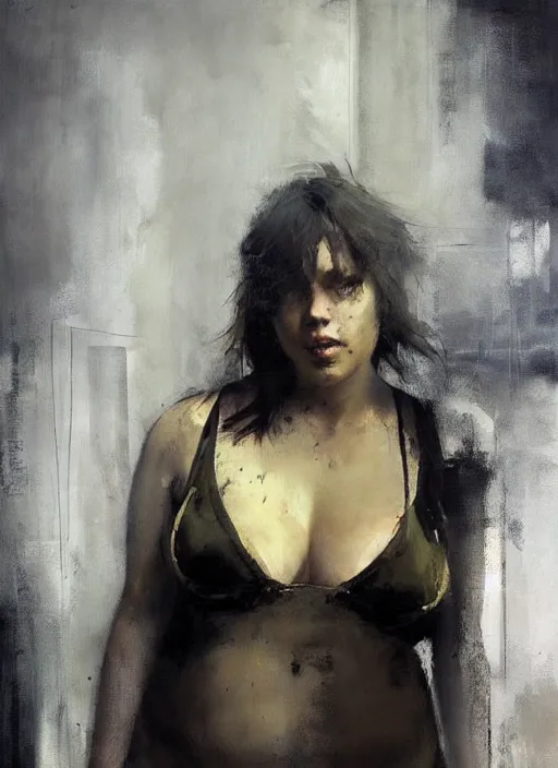 Image similar to beautiful plus size girl painting by jeremy mann