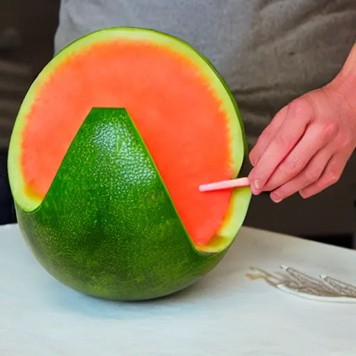 Prompt: fruit carving melon