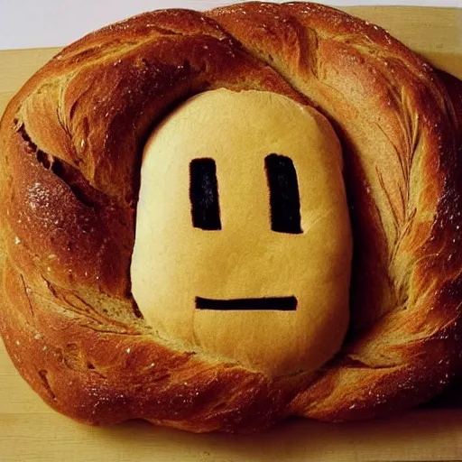 Image similar to bread with a crying human face