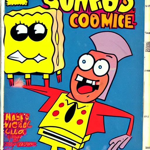 Prompt: 1 9 5 0's comic magazine cover of spongebob