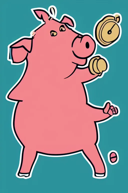 Image similar to A pig fitness coach, sticker, portrait, highly detailed, colorful, illustration, smooth and clean vector curves, no jagged lines, vector art, smooth