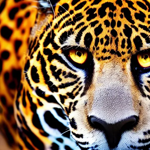 Prompt: extreme close up of a jaguar fur, macrophotography