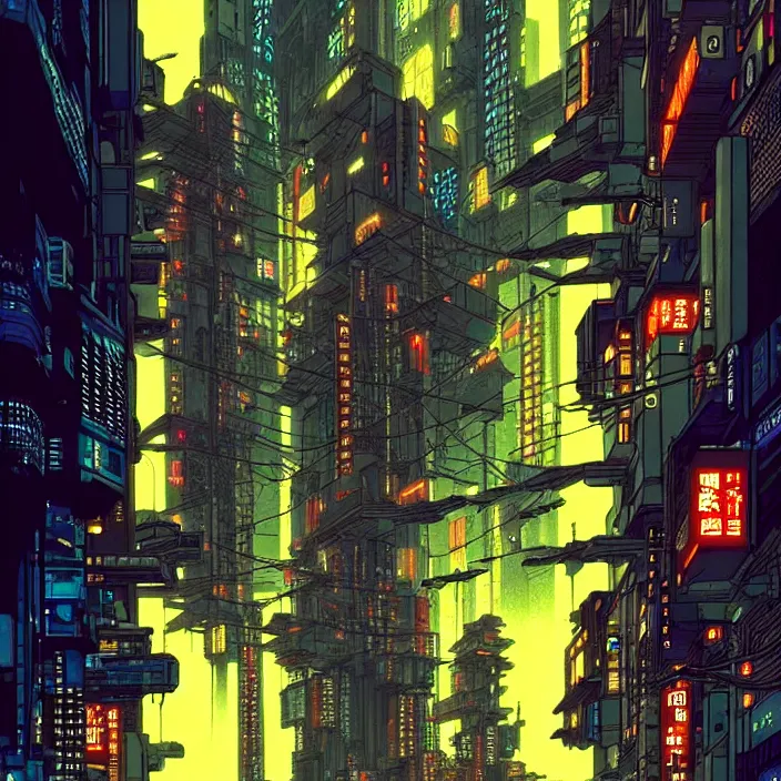 Prompt: a cyberpunk city, by satoshi kon, highly detailed, intricate, warm lighting