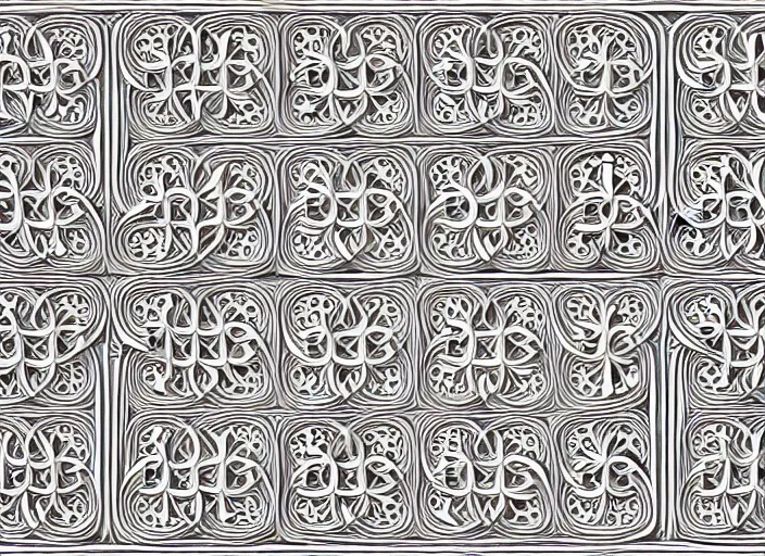 Prompt: symmetry! twins, intricate filigree, elegant, highly detailed, concept art, smooth, sharp focus, lineart, illustration, 3 d occlusion, thinline with grays on white, 8 k