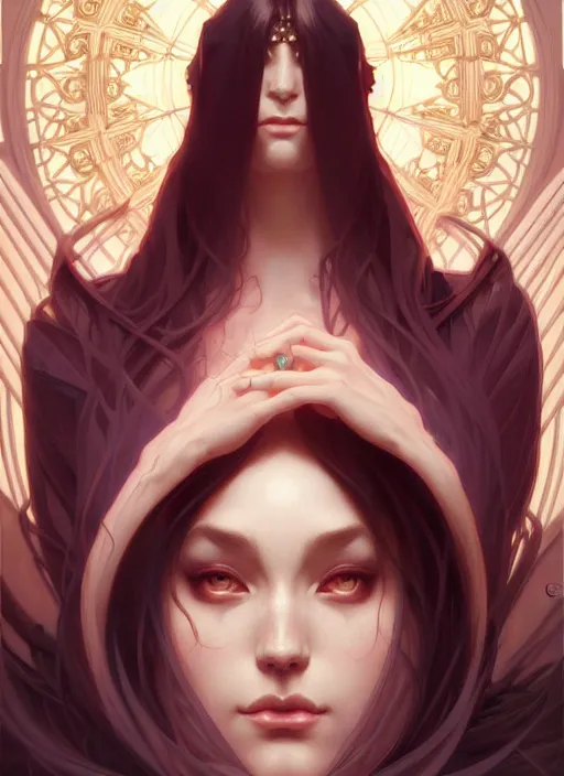 Image similar to symmetry!! portrait of pandora, dark fantasy, intricate, elegant, highly detailed, my rendition, digital painting, artstation, concept art, smooth, sharp focus, illustration, art by artgerm and greg rutkowski and alphonse mucha and huang guangjian and android jones and sachin teng