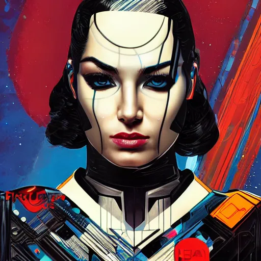 Image similar to portrait of a female android, by MARVEL comics and Sandra Chevrier, 8k