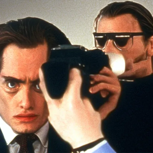 Prompt: stanley kubrick shooting eyes wide shut, in american psycho ( 1 9 9 9 )