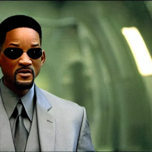 Image similar to will smith as neo in the matrix