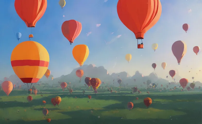 Prompt: flowers as hot air balloons by atey ghailan plein air