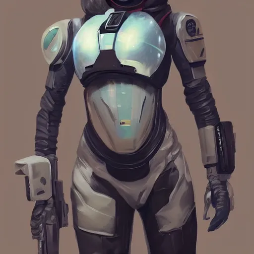 Image similar to a beautiful portrait of a space bounty hunter by Kyuyong Eom trending on Artstation