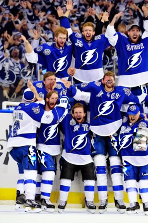 Prompt: tampa bay lightning winning the stanley cup