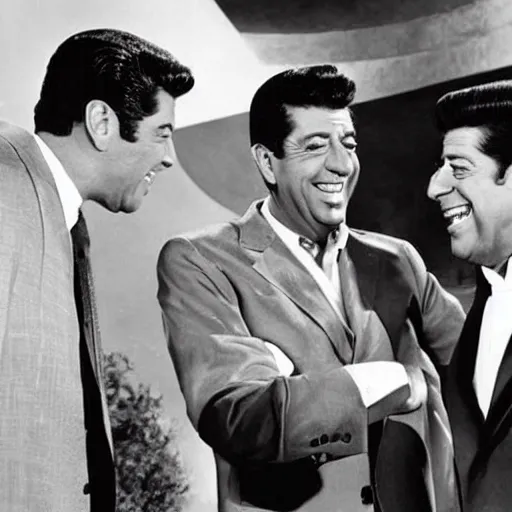 Prompt: Dean Martin and Jerry Lewis in road to Eldorado