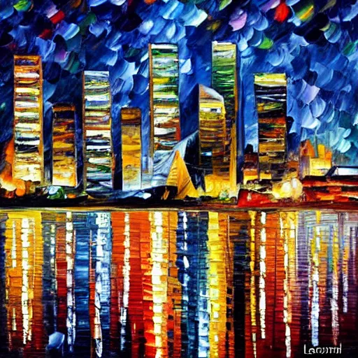 Image similar to oil painting of seattle by leonid afremov