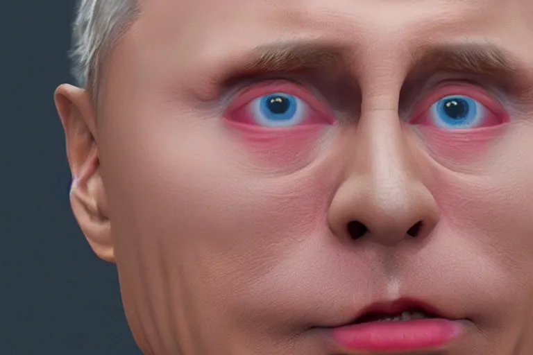 Image similar to a horrific photograph of a disgusting amorphous blob!!!!!!!!!! putin, failed cosmetic surgery, ( ( ( ( ( ( ( ( lip filler ) ) ) ) ) ) ) ), 8 k, volumetric lighting, unreal engine, ultra - realistic, grotesque, nightmare fuel, dripping skin, david cronenberg, ren and stimpy