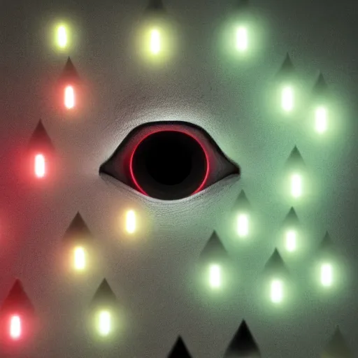 Image similar to An octane render of many pairs of glowing red eyes in a dark forest