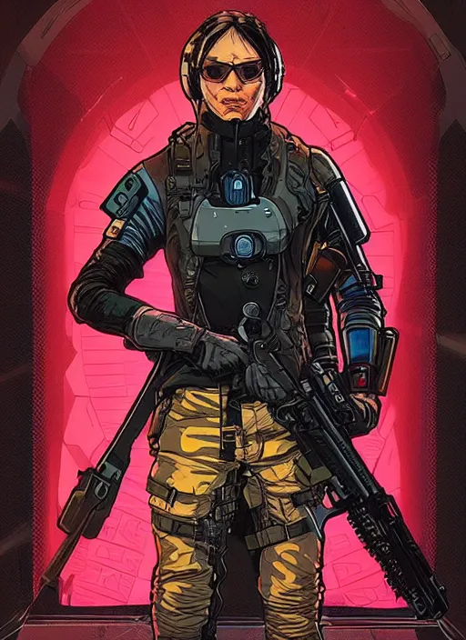 Image similar to cyberpunksafe cracker. portrait by ashley wood and alphonse mucha and laurie greasley and josan gonzalez and james gurney. spliner cell, apex legends, rb 6 s, hl 2, d & d, cyberpunk 2 0 7 7. realistic face. dystopian setting.