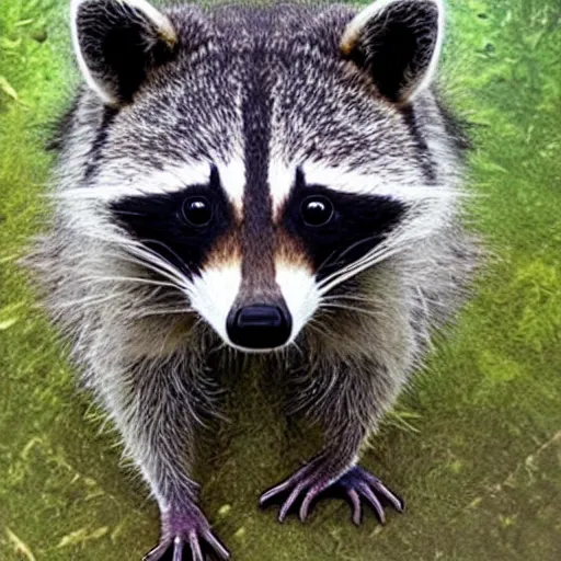 Image similar to A raccoon in jack sparrow style,