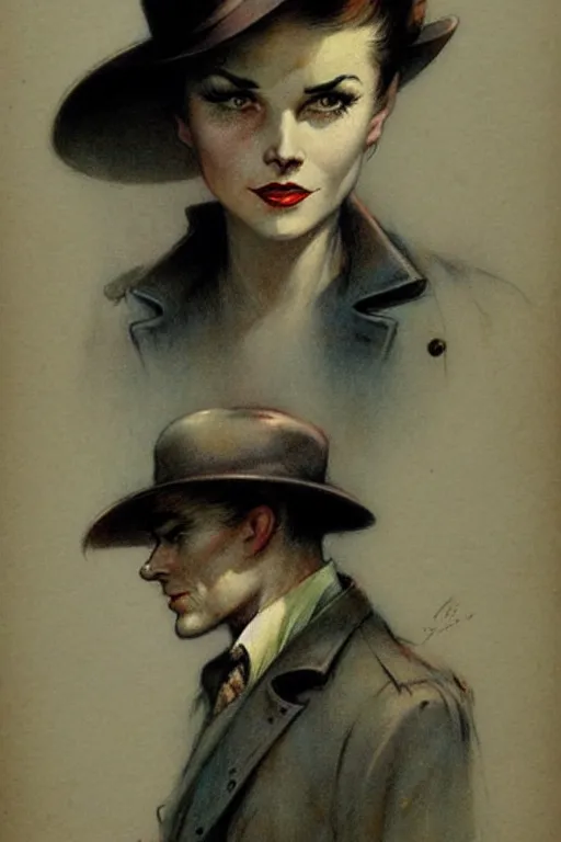 Image similar to (((((1950s film noir detective. muted colors.))))) by Jean-Baptiste Monge !!!!!!!!!!!!!!!!!!!!!!!!!!!