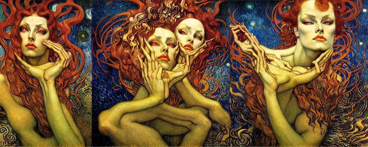 Image similar to Divine Chaos Engine by Karol Bak, Jean Delville, William Blake, Gustav Klimt, and Vincent Van Gogh, symbolist, visionary