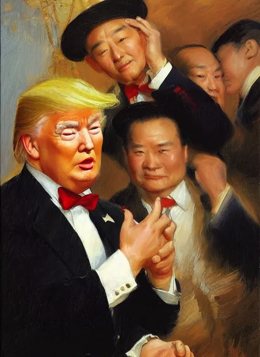 Image similar to chinese version of donald trump by vladimir volegov and alexander averin and pierre auguste cot and delphin enjolras and peder mørk mønsted