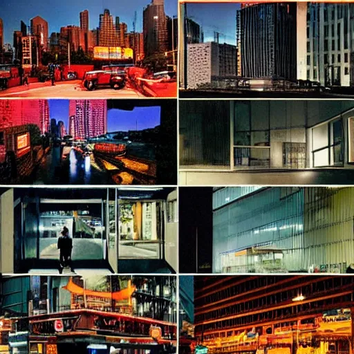 Image similar to outdoorsy guys club likes to look at the exteriors of urban architecture shot on film in technicolor:3 by darius khondji wong kar-wai night: 2 time scenes reflections through windows:2 red:4 and blue:3 lights orange:4 lights busy nightlife:2 in city scene nostalgic:3 quality