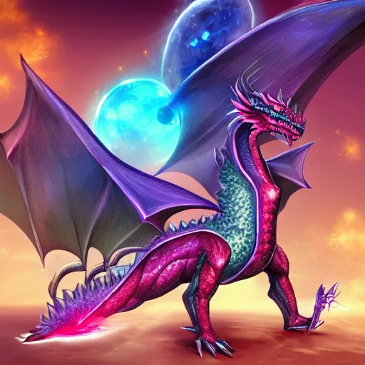 Prompt: cosmic dragon in style of HD artstation