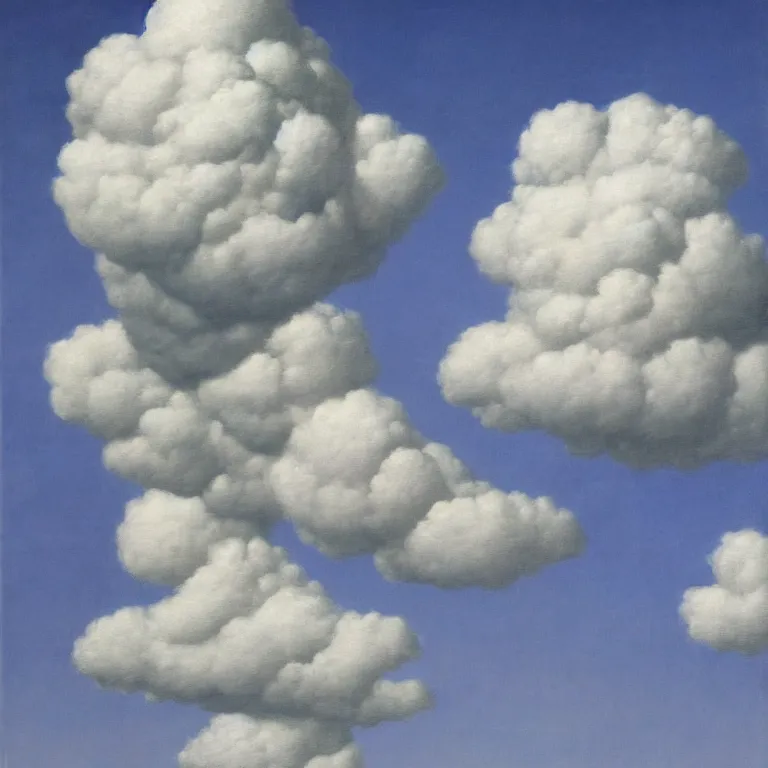 Image similar to cloud - man, by rene magritte, centered, detailed painting, hd, hq, high resolution, high detail, 4 k, 8 k