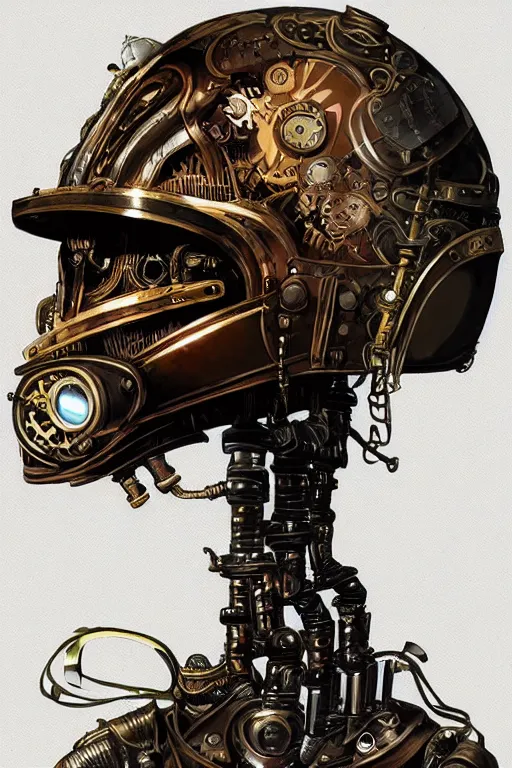 Image similar to steampunk helmet fantasy art mask robot ninja stylized digital illustration sharp focus, elegant intricate digital painting artstation concept art global illumination ray tracing advanced technology chaykin howard and campionpascale and cooke darwyn and davis jack