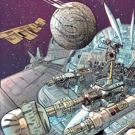 Image similar to orbital space settlement by Geoff Darrow