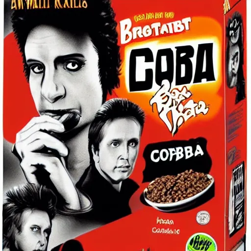 Prompt: box of cobra kai breakfast cereal
