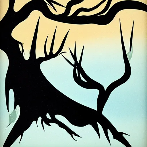 Image similar to eyvind earle desert creatures game