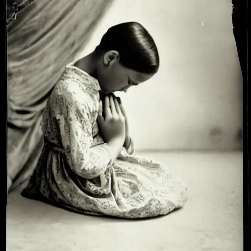 Image similar to vintage photo of a young girl praying