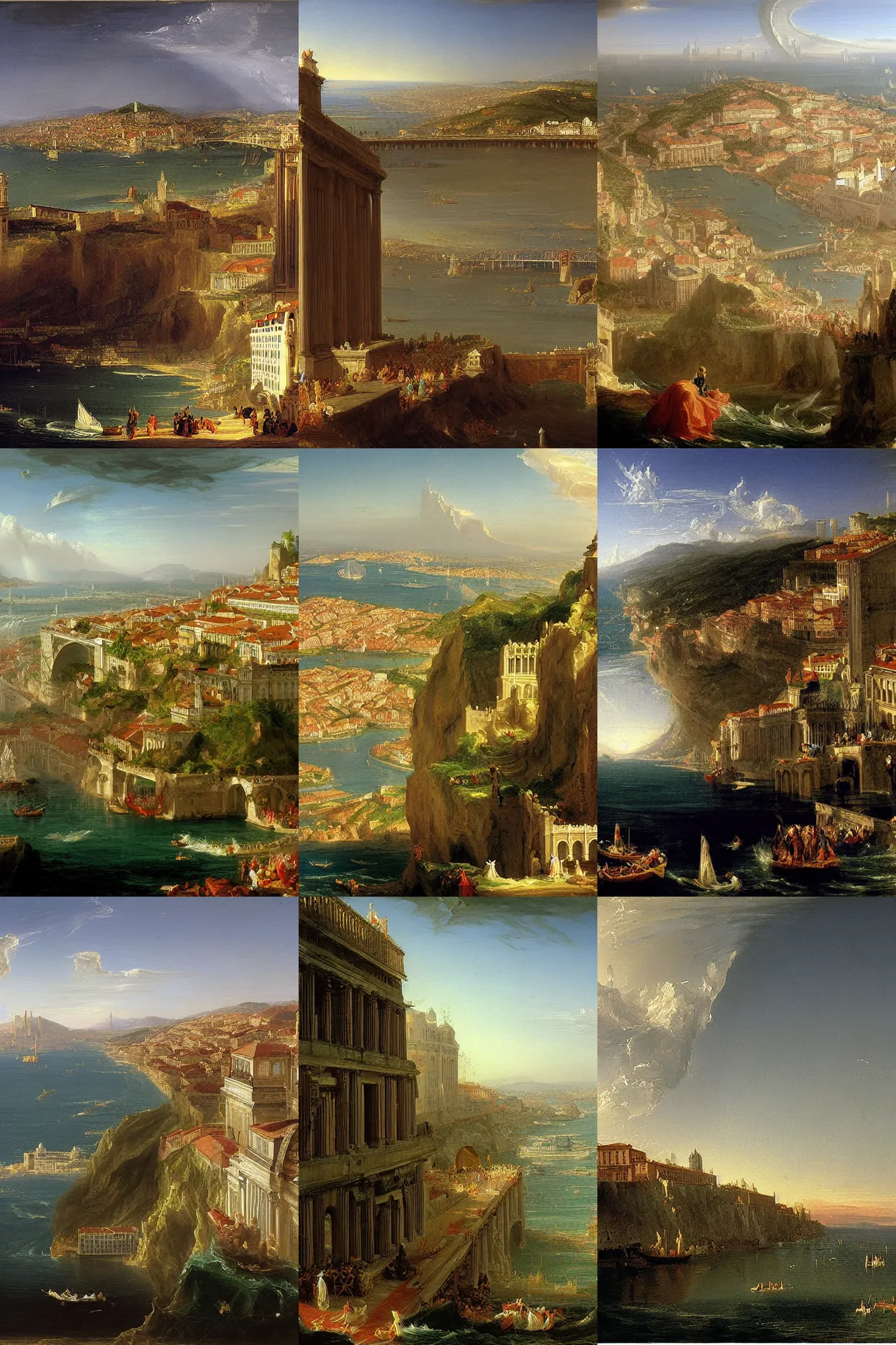 Prompt: extremely hyperdetailed The City of Lisbon by thomas cole
